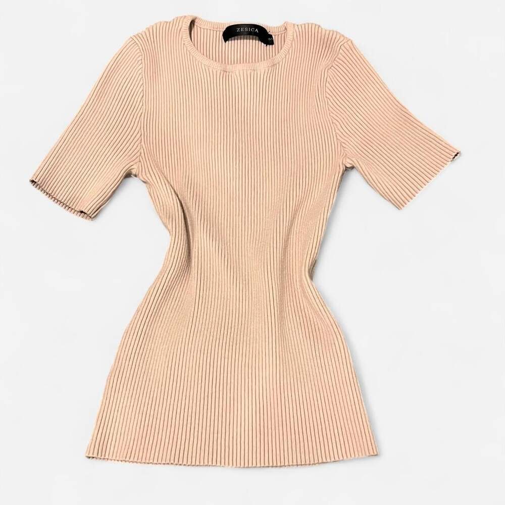 Zesica Women's Tan and Pink T-shirt
